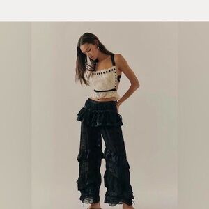 Free People Bella Ruffle Pants Small-NWT